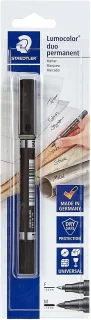 Staedtler Lumocolor 358 Rotulador Permanente de Doble Punta - Trazos de 0.6mm y 1.5mm Aprox - Secado Rapido - Color Negro
