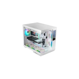Mars Gaming MC-MIRAGE Caja Torre ATX - Pantalla IPS de 7.2” Personalizable - Cristal Templado Frontal y Lateral - Doble Camara - 7 Ranuras de Expansion - 425x360x288mm - Color Blanco
