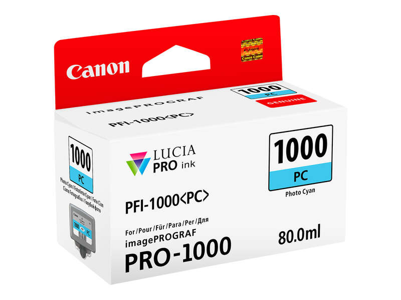 Canon PFI1000 Cyan Photo Cartucho de Tinta Original - 0550C001/PFI-1000PC
