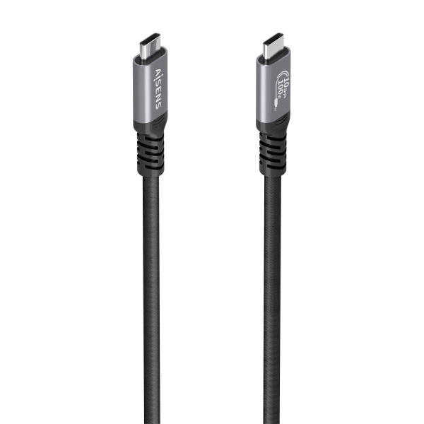 Aisens Cable USB-C Macho - Soporta hasta 100W - Longitud 5m - Velocidad de Transferencia hasta 10Gbps - Resolucion 8K - Aluminio - Color Negro
