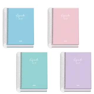 Dohe Basic Serenity Agenda Escolar 26/27 - Formato A6 - Dia Pagina - Papel Offset Ahuesado 70g - Cubierta de Carton Plastificado - Espiral Metalica - Goma - 12x17x3cm - Colores Surtidos · Pa