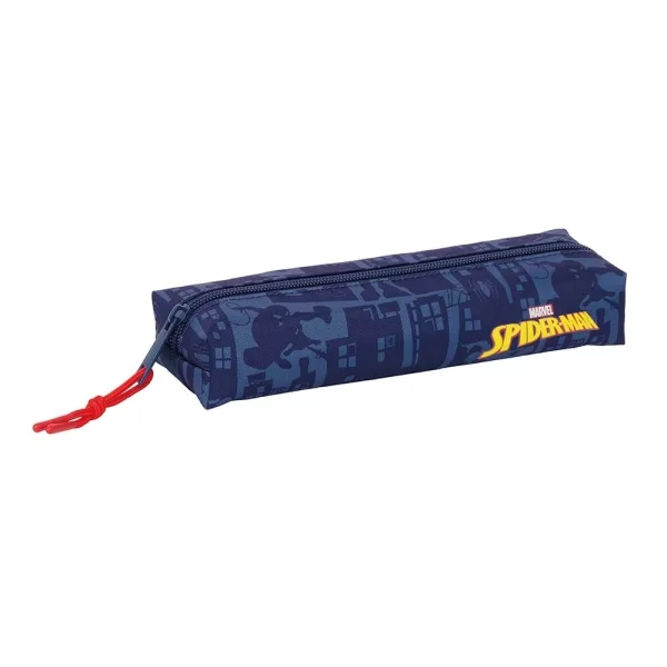 Safta Spider-Man Portatodo - Cremallera - Goma Elastica - 0.53L - 220x70x40mm - Color Azul Marino