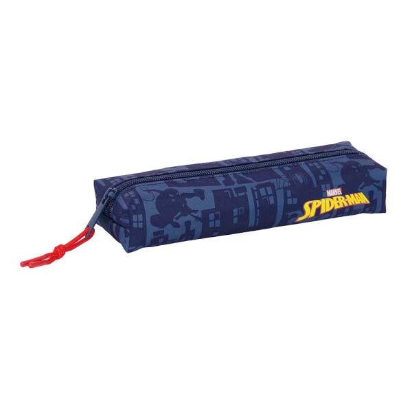 Safta Spider-Man Portatodo - Cremallera - Goma Elastica - 0.53L - 220x70x40mm - Color Azul Marino