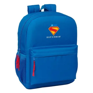 Safta Superman Mochila Adaptable a Carro - Cremallera Doble - Hombreras Acolchadas - Espacio de 18L - Bolsillo Frontal - Asa Superior - 320x140x430mm - Color Azul Oscuro