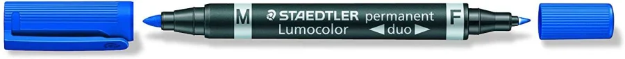 Staedtler Lumocolor 348 Rotulador Permanente de Doble Punta - Secado Rapido - Color Azul · Pack de 10 uds.