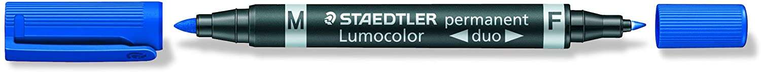Staedtler Lumocolor 348 Rotulador Permanente de Doble Punta - Secado Rapido - Color Azul · Pack de 10 uds.
