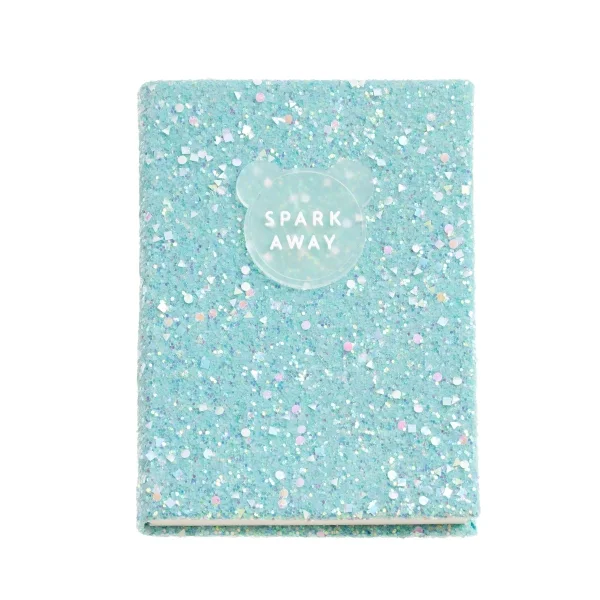 Miquel Rius Back2Fun Cuaderno Encolado con Cubierta de Purpurina Azul y Patch de Silicona - 96 Hojas Lisas de Papel 100 g/m2