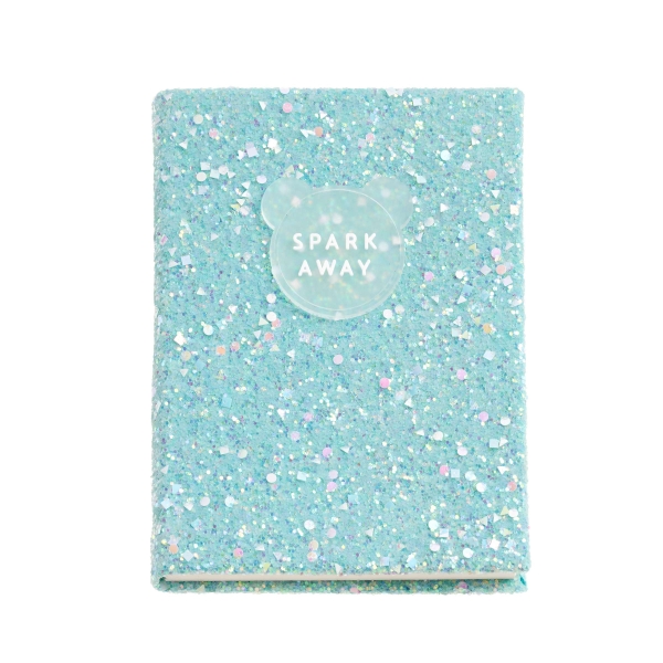 Miquel Rius Back2Fun Cuaderno Encolado con Cubierta de Purpurina Azul y Patch de Silicona - 96 Hojas Lisas de Papel 100 g/m2