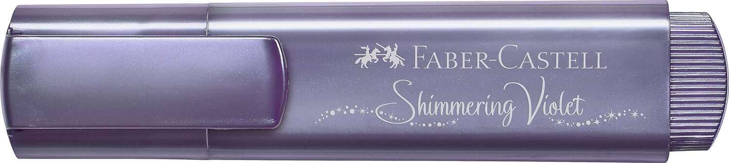 Faber-Castell Textliner 46 Metallic Marcador Fluorescente - Punta Biselada - Trazo entre 1mm y 5mm - Tinta con Base de Agua - Color Violeta Metalico · Pack de 10 uds.
