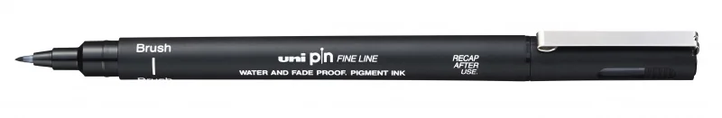Uni-ball PINBR-200 Rotulador Calibrado - Punta Poliacetal Brush - Tinta Pigmentada Resistente al Agua y Luz - Color Negro · Pack de 12 uds.