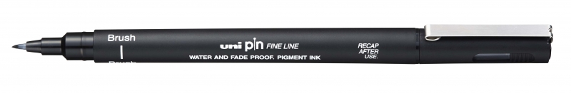 Uni-ball PINBR-200 Rotulador Calibrado - Punta Poliacetal Brush - Tinta Pigmentada Resistente al Agua y Luz - Color Negro · Pack de 12 uds.