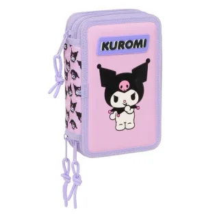 Safta Kuromi Plumier de 3 Pisos - 37 Piezas - Goma - Lapiz - 2 Boligrafos - Sacapuntas - 2 Reglas - 16 Colores - 14 Rotuladores - 12.5x19.5x5.5cm - Color Rosa
