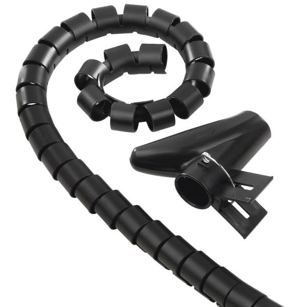 Hama Organizador de Cable en Espiral 20mm - Flexible - Longitud 2.5m - Adaptador para Instalacion - Color Negro