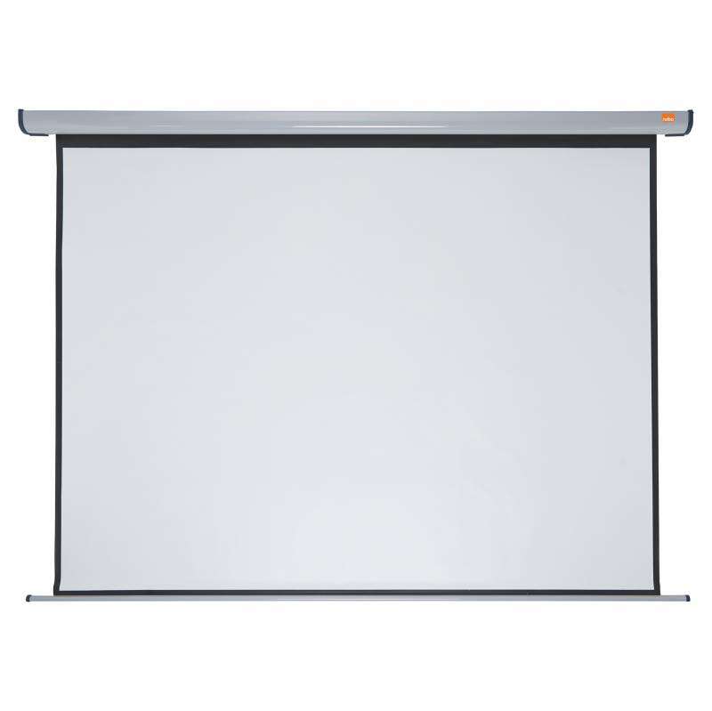 Nobo Pantalla de Proyeccion Electrica para Pared 2400x1800mm - Montaje en Pared - Control Remoto - Superficie Blanca Mate - Color Blanco