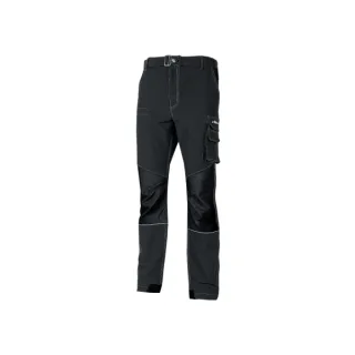 Upower Ibiza Pantalon de Trabajo Confortable - Talla 2XL - Tejido Tecnico Elastico, Bolsillos Inteligentes, Cinturon Integrado, Detalles Reforzados, Cinta Reflectante - Color Negro Carbon