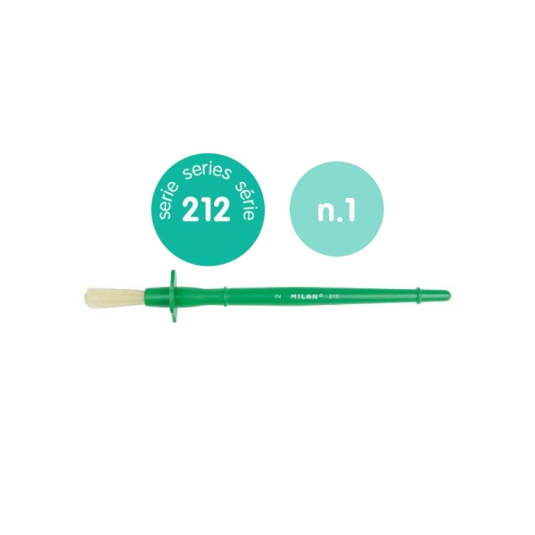 Milan 212 Pincel para Cola y Tempera Numero 1 - Cerda Natural - Color Verde