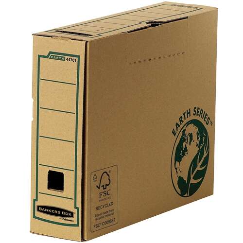 Fellowes Bankers Box Earth Caja de Archivo Definitivo A4 80mm - Montaje Manual - Carton Reciclado Certificacion FSC - Color Marron · Pack de 20 uds.