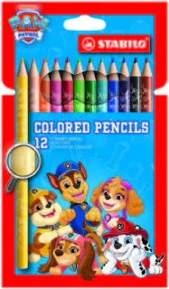 Stabilo Patrulla Canina Pack de 12 Lapices de Colores con Diseños de la Patrulla Canina - Ideal para el Colegio - Colores Surtidos