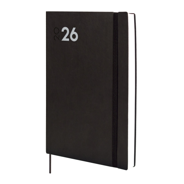 Finocam Dynamic Mara Agenda Profesional en Catalan - Anual 2026 - Tapa Blanda - Cierre con Goma Elastica - Formato Y11 - 169x22x245mm - 1 Dia por Pagina - Color Negro