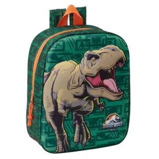 Safta Jurassic World Mochila Guarderia 3D de 6L - Asa de Mano Superior - Asas Regulables y Acolchadas - Cierre de Cremallera - 22x27x10cm - Color Verde Oscuro