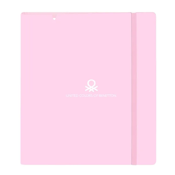 Safta Benetton Unique Carpeta con 4 Anillas 35mm - Tapas de PP Foam - Recambio 100 Hojas - Cierre Elastico - Ranura para Boligrafo - Separadores Internos - 270x40x320mm - Color Rosa