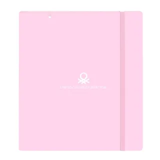 Safta Benetton Unique Carpeta con 4 Anillas 35mm - Tapas de PP Foam - Recambio 100 Hojas - Cierre Elastico - Ranura para Boligrafo - Separadores Internos - 270x40x320mm - Color Rosa