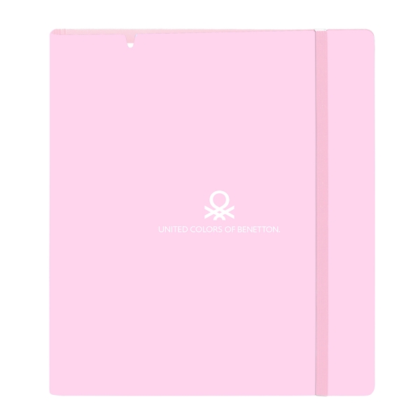 Safta Benetton Unique Carpeta con 4 Anillas 35mm - Tapas de PP Foam - Recambio 100 Hojas - Cierre Elastico - Ranura para Boligrafo - Separadores Internos - 270x40x320mm - Color Rosa