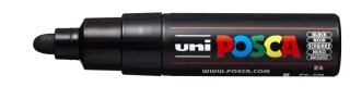 Posca PC-7M Marcador de Pintura - Punta de Bala 4.5-5.5mm - Tinta Base al Agua - Resistente a la Luz - Color Negro · Pack de 6 uds.