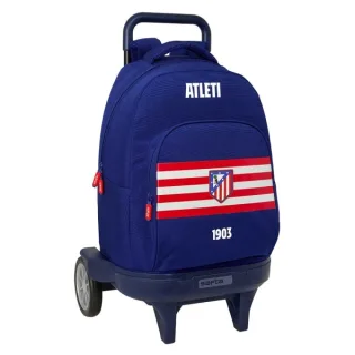Safta Atletico de Madrid Mochila con Carro - Extraible - 33L - Portabotellas - Tarjeta de Identificacion Personal - Ruedas Antivibracion - Asa de Mano - Bolsillo Frontal - 33x45x22cm - Color