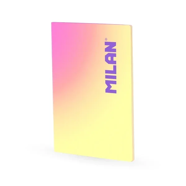 Milan Sunset Libreta Encolada Formato A4 Cuadricula 5x5mm - 48 Hojas de 95 gr/m2 Microperforadas - Color Amarillo/Rosa