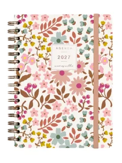 Finocam Moniquilla Agenda - Anual 2027 - Semana Vista Horizontal - Formato E10 - 155x212mm - Espiral Doble - Tapa Dura de Carton Forrado - Esquinas Microperforadas - Papel de 80g/m2 - Color
