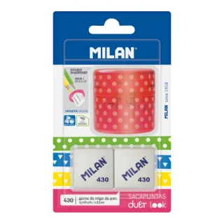 Milan Duet Look Pack de Sacapuntas + 2 Gomas 430 - Color Rosa