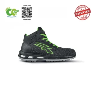Upower Ventura S ESD Calzado de Trabajo Carbon Neutral - Talla 35 - Antiperforacion, Retorno de Energia, Proteccion S3S CI FO SR - Color Negro/Verde