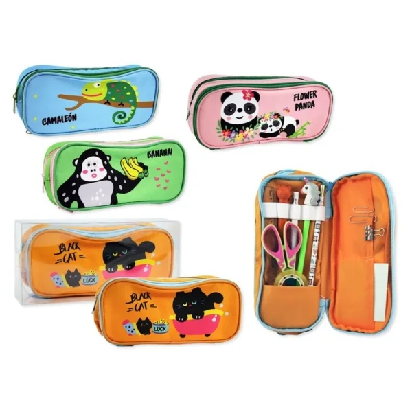 Bismark Animals Portatodo con Divertdas Imagenes de Animales - 2 Compartimentos - 4 Diseños Diferentes · Pack de 8 uds.