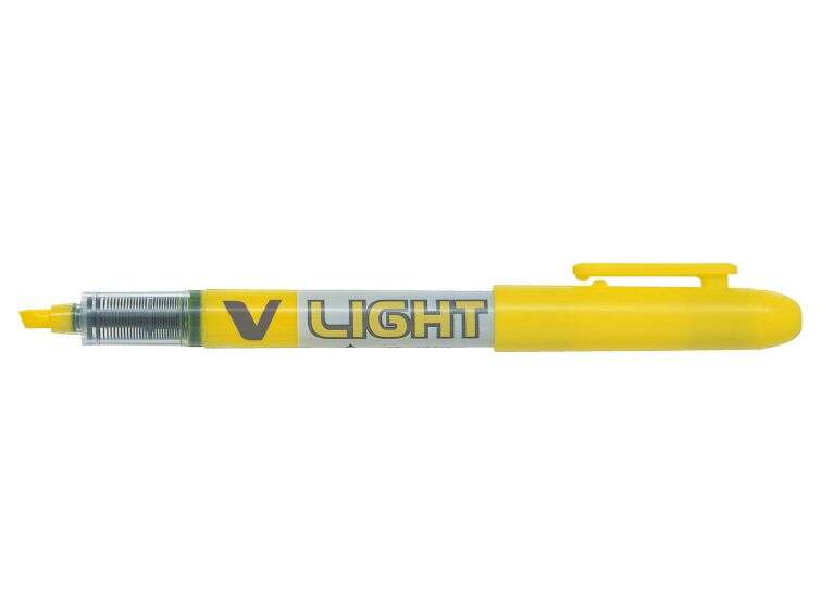 Pilot V-Light Rotulador Marcador - Punta Biselada 3.60mm - Trazo de 3.30mm - Color Amarillo · Pack de 12 uds.