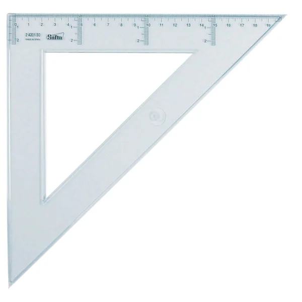 Safta Cristal Escuadra de 30cm - Poliestileno - Graduacion Impresa - Biselada - Color Transparente