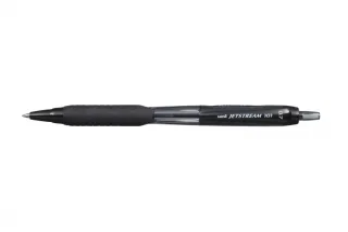 Uni-ball JetStream 101 Boligrafo de Tinta - Punta Bola 0.7mm - Trazo 0.35mm aprox. - Tinta de Secado Instantaneo - Grip de Goma - Color Negro · Pack de 12 uds.