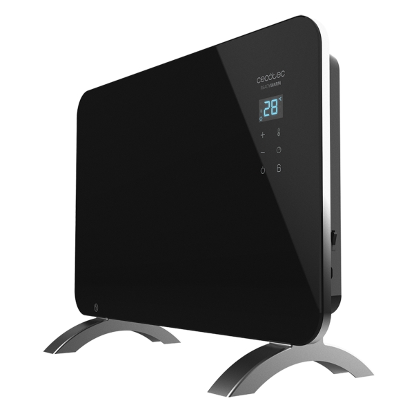 Cecotec Ready Warm 6670 Crystal Connection Convector de Cristal Templado - 1000W - Cobertura hasta 10m2 - Control Wi-Fi - LED Tactil - 2 Niveles de Potencia - Autoapagado - 60x24x43cm - Colo