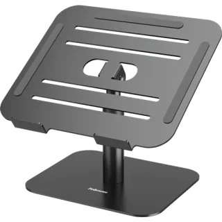 Fellowes Alumia Elevador para Portatil de Sobremesa hasta 15" - Ajustes de Altura entre15 y 30cm - Plataforma con Inclinacion Ajustable - Fabricado en Aluminio - Color Negro