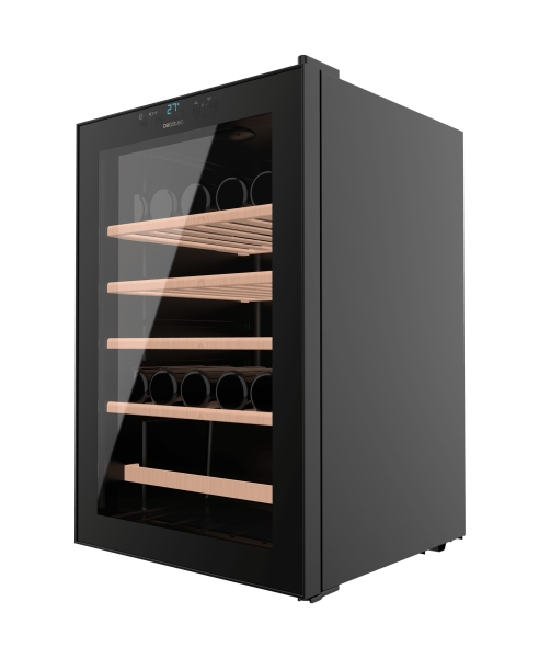 Cecotec Bolero GrandSommelier 4850 Black Compressor Vinoteca 48 Botellas - Capacidad 125L - Silencioso 42dB - Luz LED - Pantalla LED - Temperatura Regulable - Compresor de Enfriamiento - Col