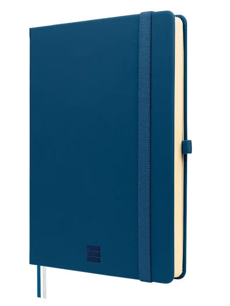 Finocam Nexo Double Cuaderno de Tapa Dura - 144 Hojas - Formato A5 - 148x210mm - Papel Crema de 80g/m2 - Liso - Bolsillo Interior - Cierre con Goma - Hojas Microperforadas - Color Azul Marino