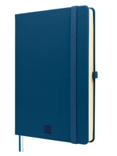 Finocam Nexo Double Cuaderno de Tapa Dura - 144 Hojas - Formato A5 - 148x210mm - Papel Crema de 80g/m2 - Liso - Bolsillo Interior - Cierre con Goma - Hojas Microperforadas - Color Azul Marin