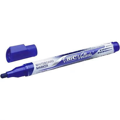 Bic Velleda Liquid Ink Marcador para Pizarra - Punta Media - Trazo 2.3mm - Tinta Liquida con Base de Alcohol - Color Azul · Pack de 12 uds.
