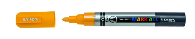 Lyra Mark All Rotulador Permanente - Multisuperficie - Punta Redonda - 2mm - Color Amarillo · Pack de 6 uds.