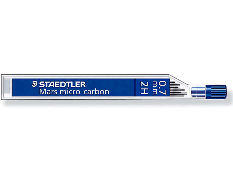 Staedtler Mars Micro Carbon 250 Tubo de 12 Minas de Grafito - Dureza 2H - Trazo 0.7mm - Alta Resistencia · Pack de 12 uds.
