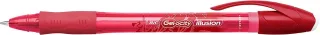 Bic Gel-ocity Illusion Boligrafo de Tinta Gel Borrable - Punta Media de 0.7mm - Recargable - Grip de Goma - Clip de Plastico - Color Rojo · Pack de 12 uds.
