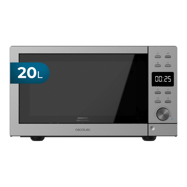 Cecotec GrandHeat 2000 Flatbed Microondas sin Plato - 700W - 6 Niveles - Capacidad 20L - 8 Funciones Preconfiguradas - Revestimiento Ceramico - Temporizador - Bloqueo Infantil - Acero Inoxid