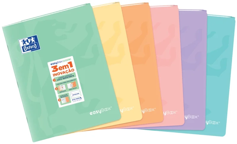 Oxford Easybook A5 Libreta Grapada - Tapa de Plastico Resistente - 1 Linea con 2 Margenes - 48 Hojas de Papel Pastel - Ideal para Tomar Notas y Apuntes · Pack de 10 uds.