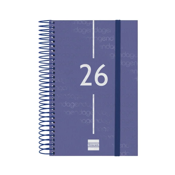 Finocam Year Agenda de Espiral en Catalan - Anual 2026 - Tapa Ligera - Formato E5 - 135x24x181mm - 1 Dia por Pagina - Color Azul