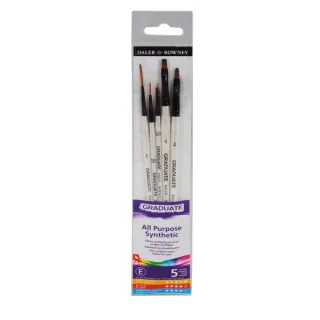 Daler Rowney Graduate Pack de 5 Pinceles Multitecnica - Pelo Sintetico - Mango Corto